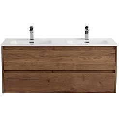BelBagno Тумба с раковиной Kraft 120 подвесная Rovere Tabacco двойная раковина – фотография-2