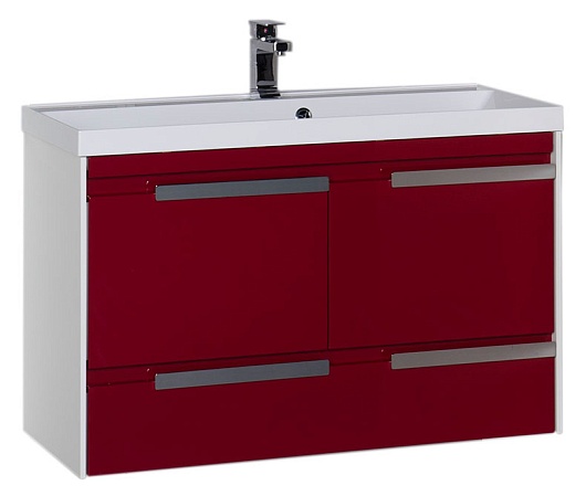 Aquanet Тумба с раковиной "Тиволи 100" бордо – фото-1