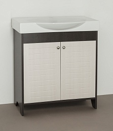 Style Line Тумба с раковиной Кантри 75 венге/ лен белый – фотография-1