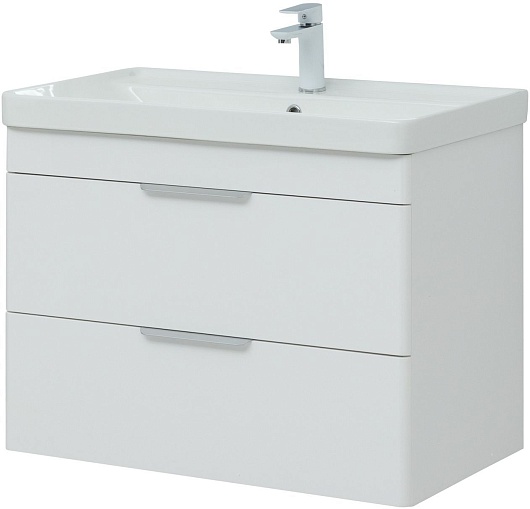Aquanet Мебель для ванной Ирис New 80 2 ящика подвесная белая глянцевая – картинка-5