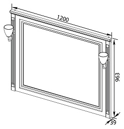 Aquanet Зеркало Паола 120 белое/патина золото (186105) – фотография-2