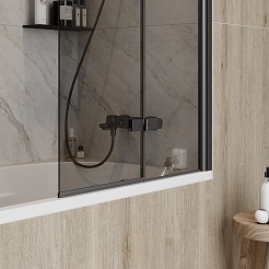 Teymi Шторка на ванну Anni 80x140 профиль черный матовый стекло тонированное – фотография-8