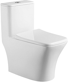 Azario Унитаз-моноблок Teano AZ-8621 безободковый с бачком с сиденьем микролифт белый – фотография-1