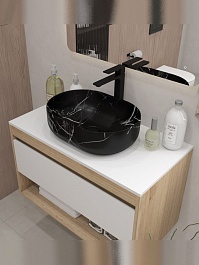 Teymi Накладная мебельная раковина Solli 48 artceramic мрамор чёрный матовый T50387 – фотография-6