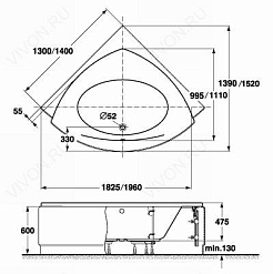 Vidima Акриловая ванна "СеваМикс" 140x140 см – фотография-3