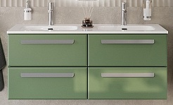 Cezares Тумба с раковиной Eco Cer-N 120 с 4 ящиками фисташковый софт CZR-8073-120-2 ручки серые – фотография-1