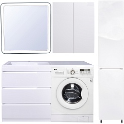 Style Line Тумба с раковиной Даллас 130 L 3 ящика под стиральную машину – фотография-13