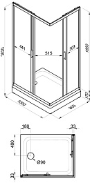 Triton Душевой уголок Фьюжн 100x80 А Полосы стекло с рисунком профиль белый – фотография-4