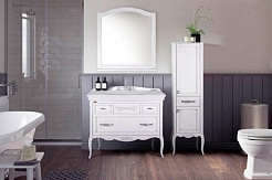 ASB-Woodline Тумба с раковиной Модерн 85 белый, (патина серебро) – фотография-5