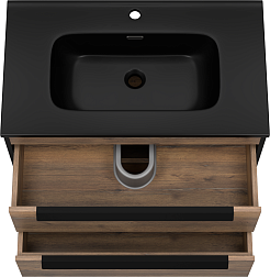 Brevita Тумба под раковину Monsour 80 подвесная дуб галифакс олово/черный кварц – фотография-4