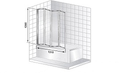 Ceruttispa Шторка на ванну Bouna-B 8325 профиль черный стекло прозрачное – фотография-5