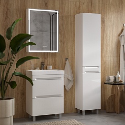 Equil Тумба с раковиной Corner 70 2 ящика напольная белая – фотография-8