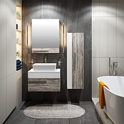 Runo Шкаф пенал Вудлайн 35 скандинавский дуб/белый – фотография-4