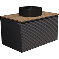 Jorno Тумба под раковину Cossety 80 подвесная антрацит/дуб Крафт золотой