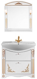 Водолей Мебель для ванной "Кармен 85" 2 ящика, белая/золото – фотография-1