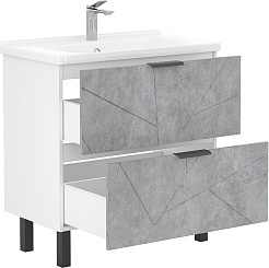 Volna Мебель для ванной Twing 80.2Y белая/бетон – фотография-5