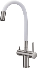 Milacio Смеситель для кухни Ultra MCU.560.SSW нержавеющая сталь/белый – фотография-1