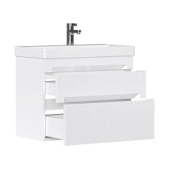 Equil Тумба под раковину Corner 70 2 ящика подвесная белая – фотография-2