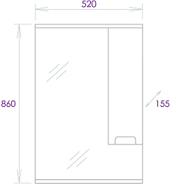 Onika Зеркальный шкаф Харпер 52.01 R белый глянцевый/мешковина – фотография-5