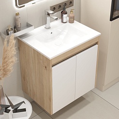 Teymi Тумба с раковиной Netta 60 подвесная дуб/белый – фотография-5