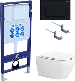 Aquatek Унитаз подвесной Лея AQ1199-00 в комплекте с инсталляцией Standard INS-0000012 с клавишей смыва KDI-0000012 матовая черная и крепления KKI-0000002 – фотография-1
