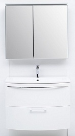 De Aqua Мебель для ванной Лонг 90, зеркало-шкаф Алюминиум – фотография-1