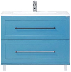 Misty Тумба с раковиной Марта 100 напольная бирюзовая – фотография-1