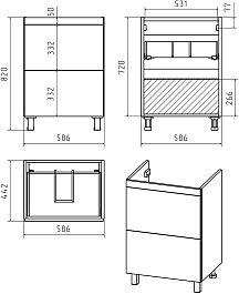Misty Тумба с раковиной Атлантик 60 2 ящика серый камень – фотография-4