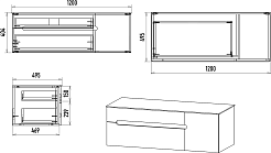 Brevita Тумба с раковиной Pallisandro 120 L подвесная серая матовая – фотография-12