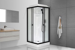 Royal Bath Душевая кабина HP RB 90HP1-M-BL 90x90 стекло матовое профиль черный матовый – фотография-2