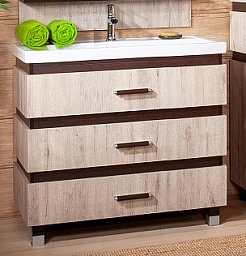 Бриклаер Тумба для умывальника Техас 100 дуб кантри/венге – фотография-1