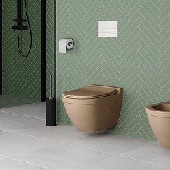 Ambassador Сиденье для унитаза Nord тонкое темно-бежевое матовое – фотография-7