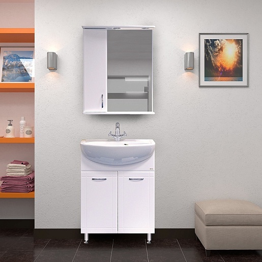 Misty Мебель для ванной Уют 60 L прямая белая – фотография-4