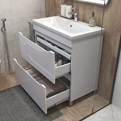 Vigo Тумба с раковиной Grani 80 напольная белая – фотография-6