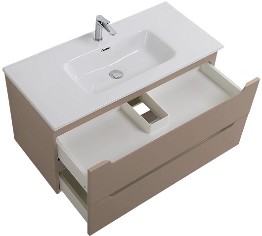 BelBagno Тумба под раковину Etna 100 подвесная бежевая матовая – картинка-7