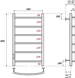 Point Полотенцесушитель электрический П6 500x800 PN04758 хром – фотография-3