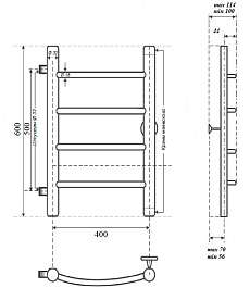 Point Полотенцесушитель водяной Афина П4 400x600 PN04546 хром – фотография-5