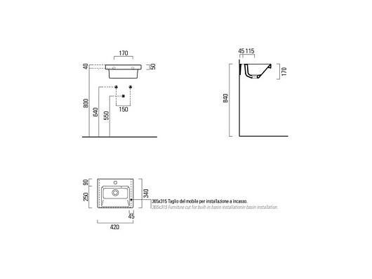 GSI Подвесная раковина Norm 8684111 42 см – фотография-2
