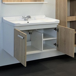 Comforty Тумба с раковиной Рига 80 подвесная дуб сонома/белая – фотография-5