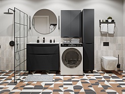 Vivon Тумба с раковиной Ostin 70 напольная черная матовая – фотография-14