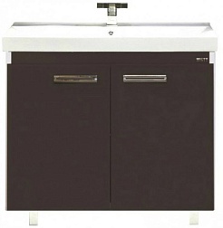 Misty Тумба с раковиной Джулия QVATRO 90 прямая коричневая – фотография-1