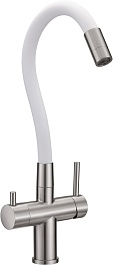 Milacio Смеситель для кухни Ultra MCU.560.SSW нержавеющая сталь/белый – фотография-2