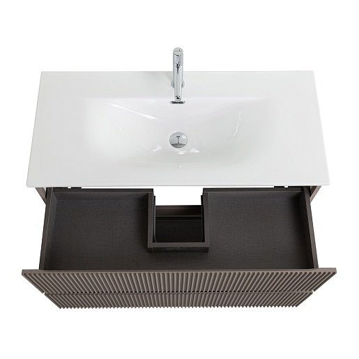 BelBagno Тумба под раковину Uno 100 подвесная Бежевый матовый – картинка-11