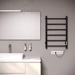 Aringa Полотенцесушитель электрический Честер 80x50 AR03015BL черный – фотография-3