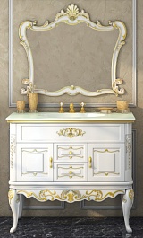 Misty Мебель для ванной Bianco 90 белая, сусальное золото – фотография-1