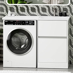 Misty Мебель для ванной с раковиной под стиральную машину Ингрид 120 R белая – фотография-3