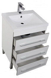 Aquanet Тумба с раковиной Верона 58 напольная, ящики, белая – фотография-5