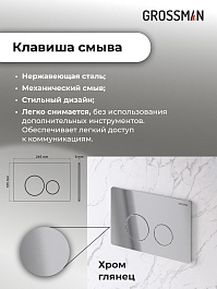 Grossman Инсталляция для подвесного унитаза Style 97.05.10M с клавишей смыва хром глянцевый – фотография-16