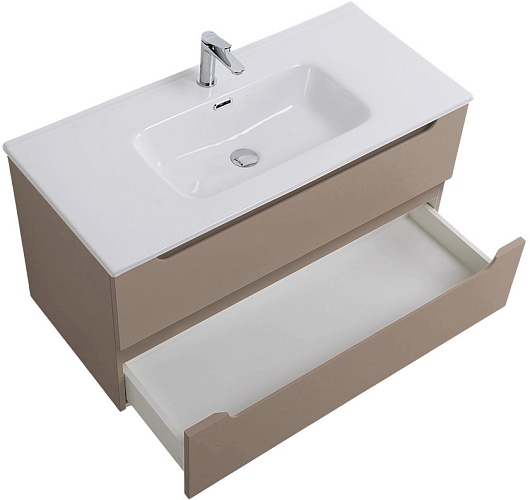 BelBagno Тумба с раковиной Etna 100 подвесная бежевая матовая – картинка-7