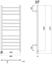 Domoterm Полотенцесушитель электрический Медея П12 (3-4-5) 500x1200 EL хром – фотография-3